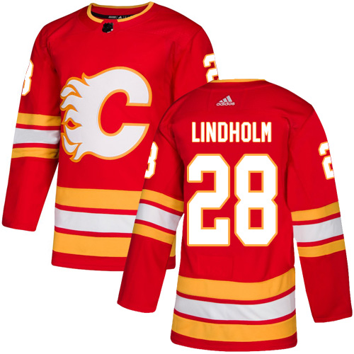 Adidas Flames #28 Elias Lindholm Red Alternate Authentic Stitched Youth NHL Jersey